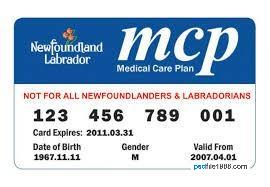 Newfoundland and Labrador Medical Plan Card